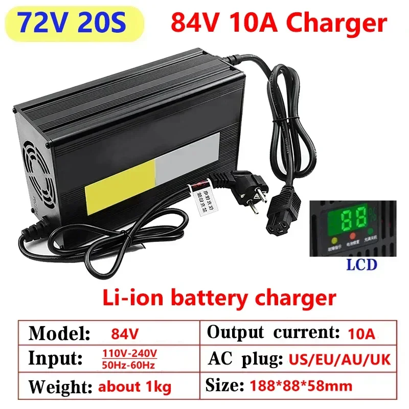 10a 48V 60V 72V Lithium-Ladege – 84V 20A Smart Charger Bewertung und Preis